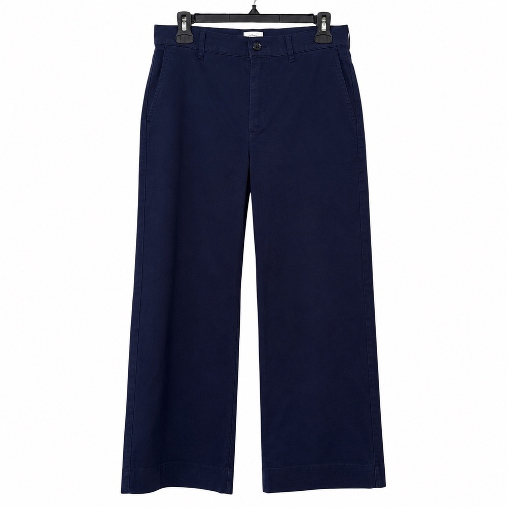 J Crew Womens 26P Wide Leg Pants Navy Blue High Rise Cropped Minimalist Office